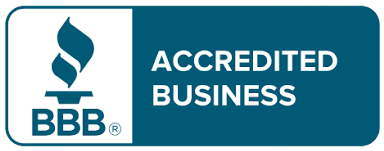 BBB Accredited Business logo in teal and white