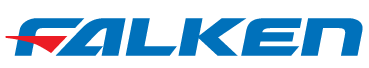 Falken logo in blue with a red swoosh accent on a white background