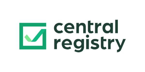 A logo for central registry with a green check mark.