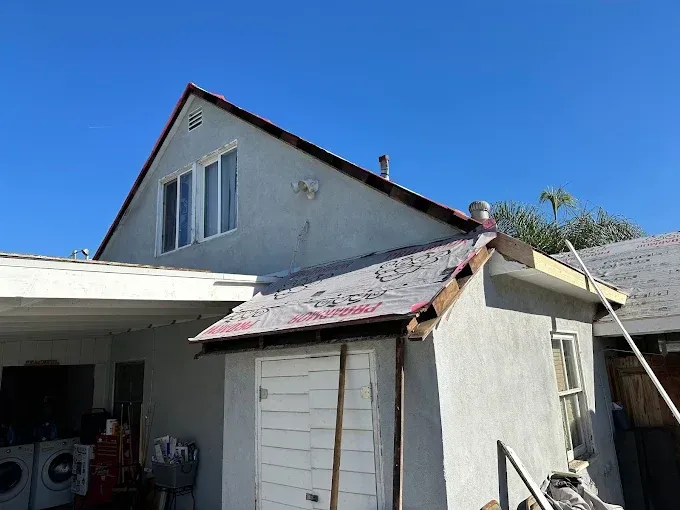 Emergency roof repair for residential home with a weathered roof, located in Norwalk, CA.