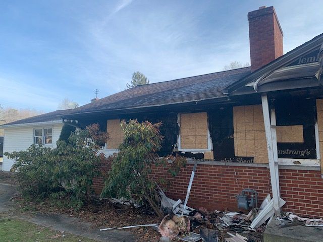 Exterior fire damage to this Mansfield home.