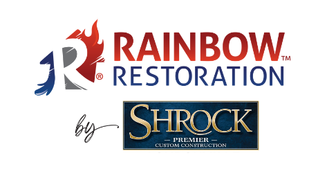 Rainbow restoration and Shrock Premier Custom Construction logos.