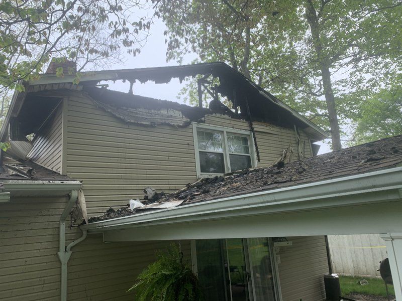 You can see through the frame of this home, the fire disintegrated the roof and siding.