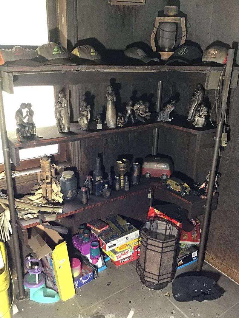 The remains of the personal belongings after the fire.