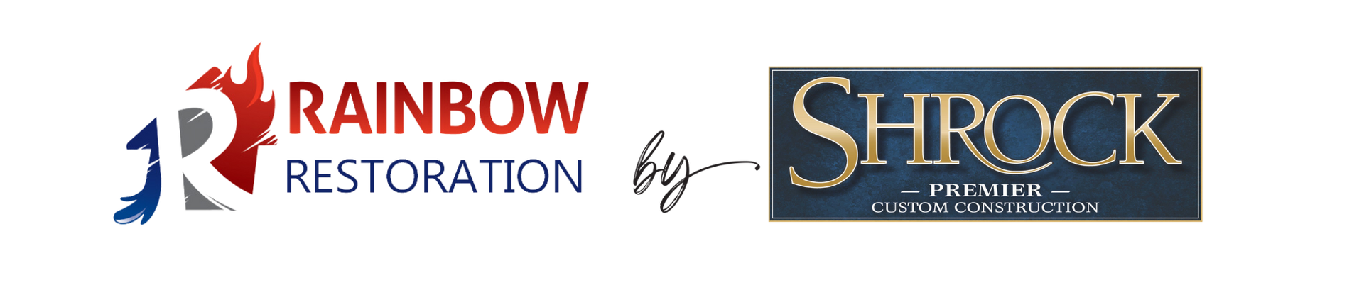 Two logos for rainbow restoration and shrock family of companies