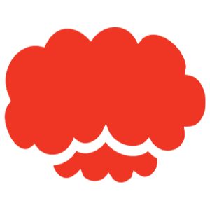 A red cloud with waves coming out of it.