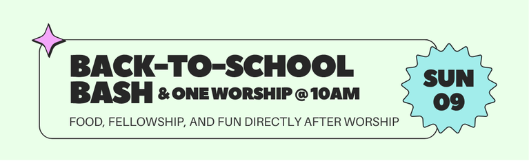 Back to school bash: sun 11, games, crafts, and food.