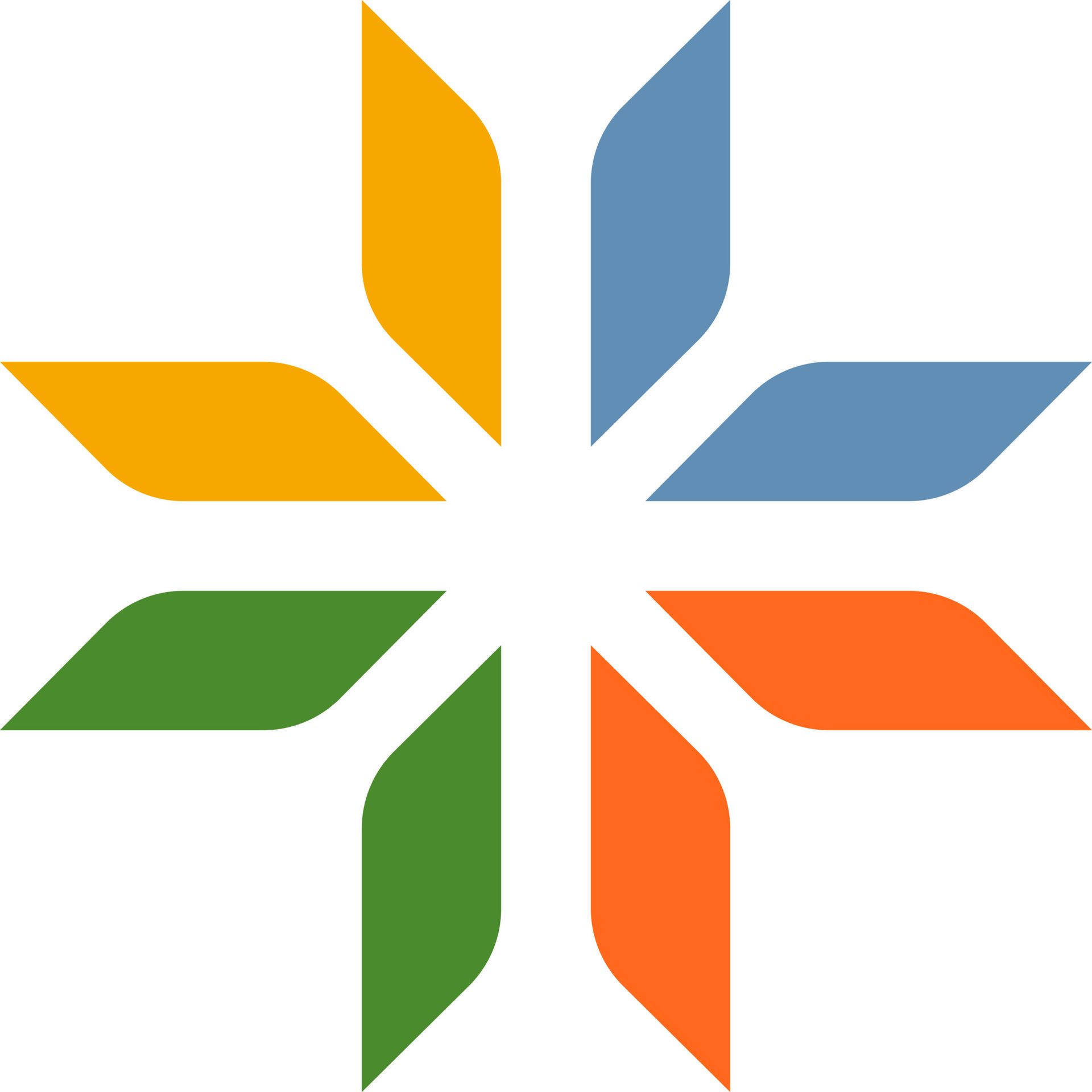 Colorful eight-pointed star logo in green, orange, blue, and yellow.