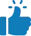 Blue thumbs-up symbol with rays emanating from the top.