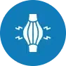 Muscle with pain symbols, blue background.
