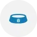Blue pet bowl with a paw print icon.