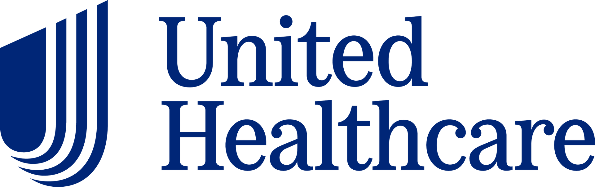 UnitedHealthcare logo: a blue abstract shield icon next to the text "United Healthcare" in a dark blue serif font.