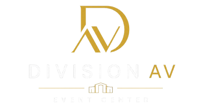 Gold “AV” monogram logo with faint “DIVISION AV” text on a white background