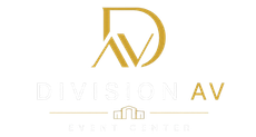Gold &ldquo;AV&rdquo; monogram logo with faint &ldquo;DIVISION AV&rdquo; text on a white background