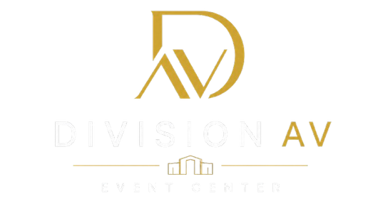 Gold &ldquo;AV&rdquo; monogram logo with faint &ldquo;DIVISION AV&rdquo; text on a white background