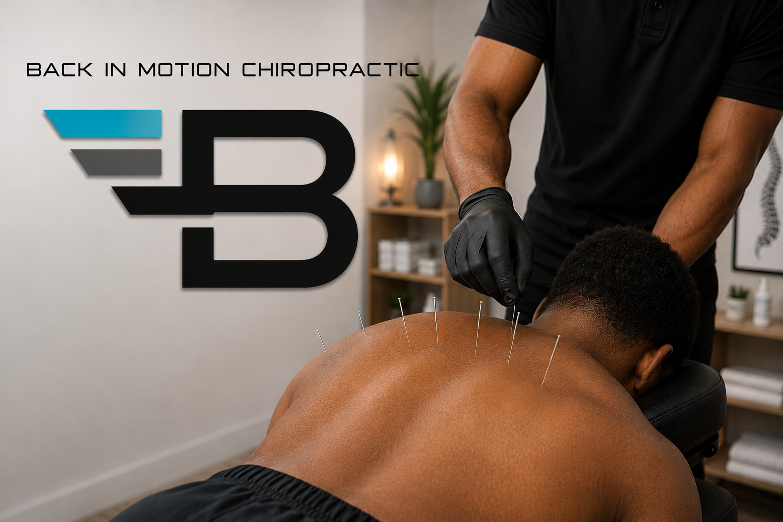 Gloved hands performing a back massage on a person lying face down