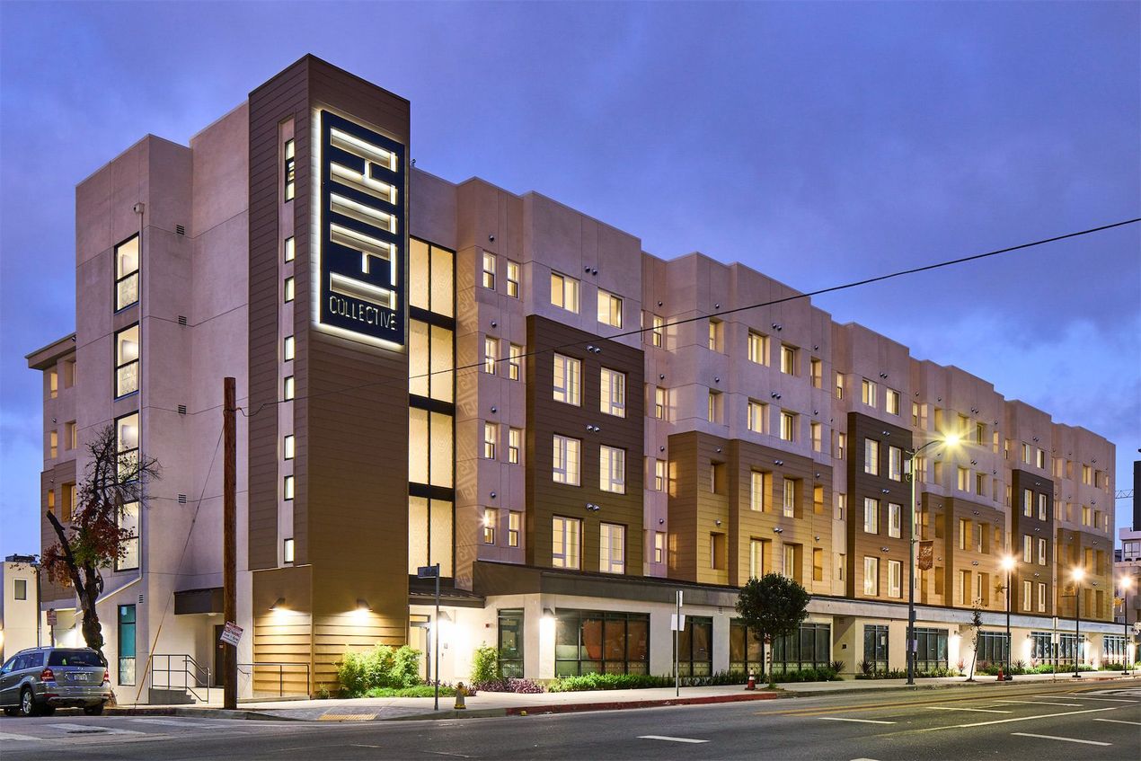 a large building with a sign that says ' hifi ' on it