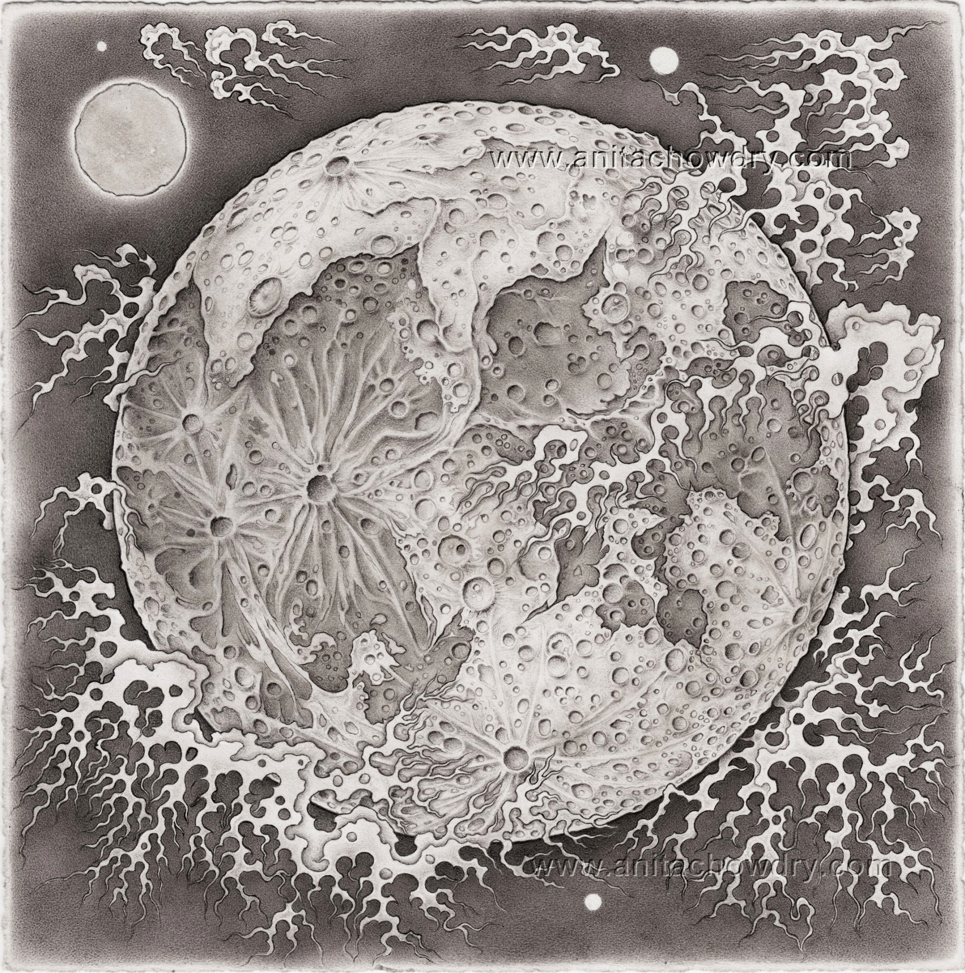 Moon drawing, Siyah Qalam technique
