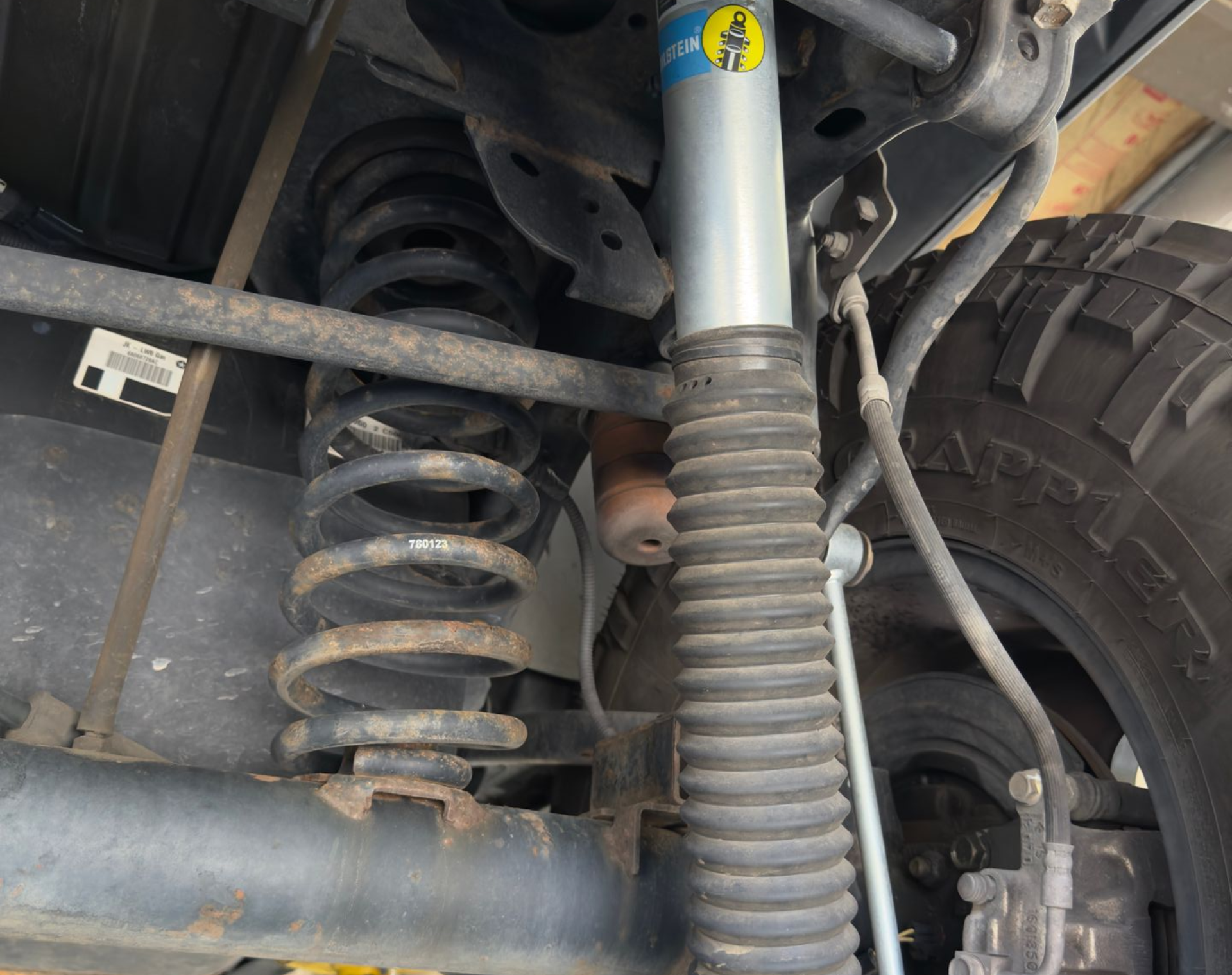 This is an image of rear suspension off a Jeep Wrangler.