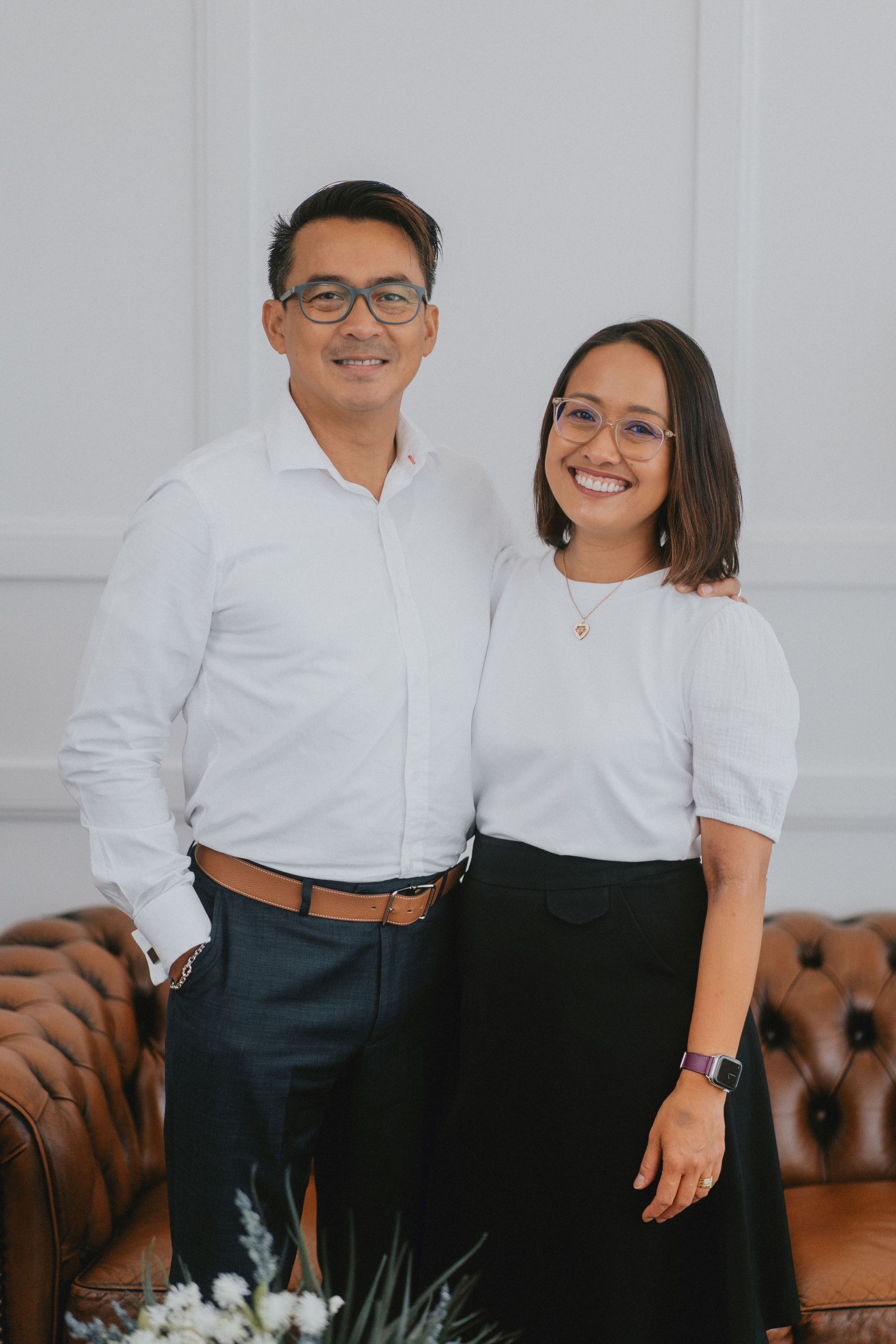Couple Smiles While Posing Together — New Leaf Dentists In Erina, NSW