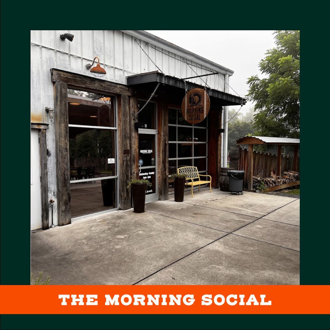 A picture of a building with a sign that says `` the morning social ''.