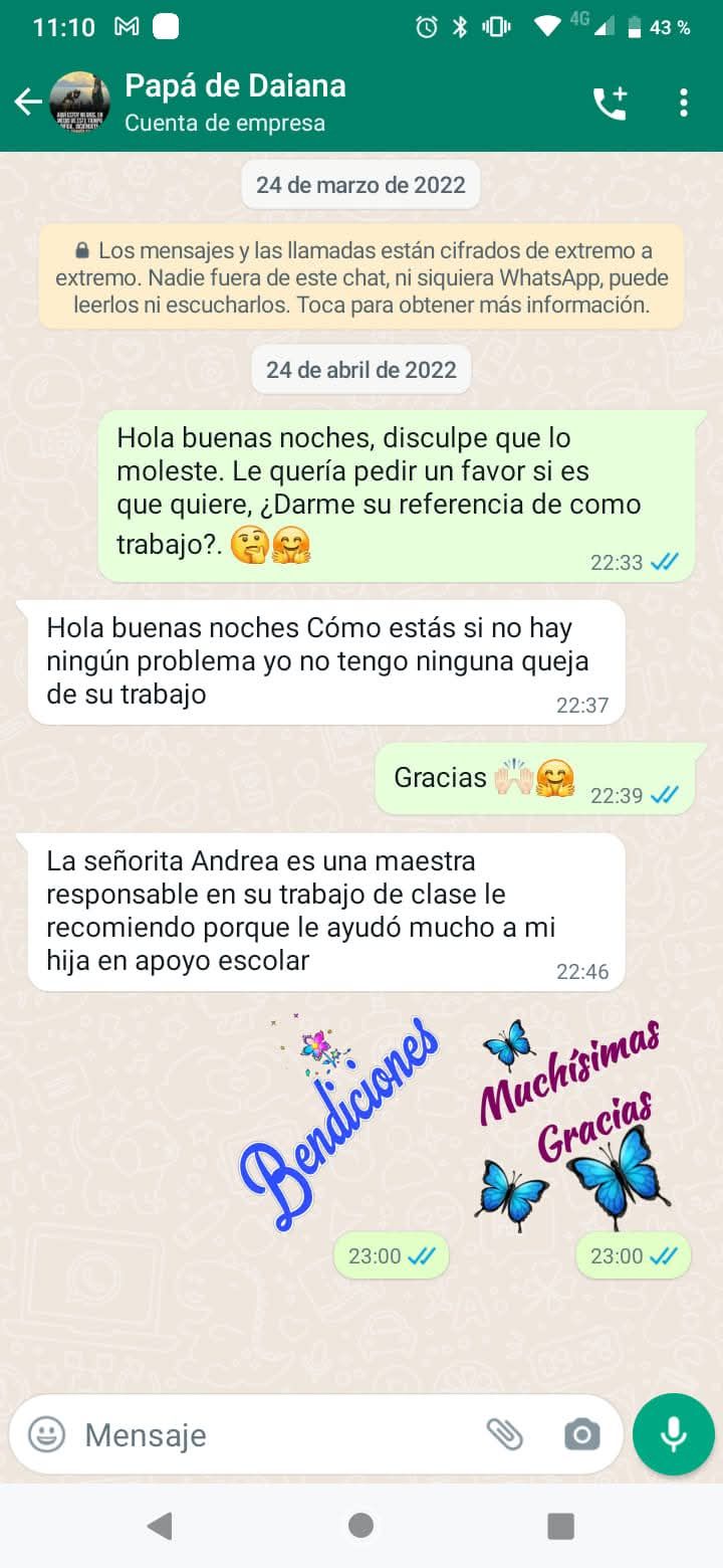 Captura de pantalla de una conversación de WhatsApp con burbujas de chat .