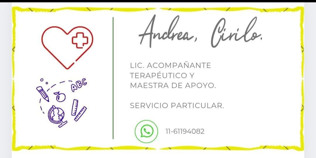 Business card with a heart and educational symbols. Text: