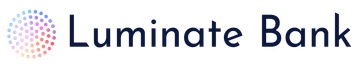 Luminate Bank logo with a multicolored dotted circle icon and navy text.