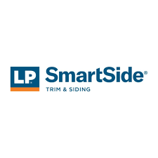 LP SmartSide trim and siding logo in blue and orange on white background