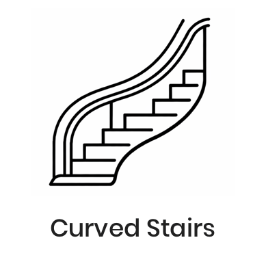 Curved staircase icon with the label “Curved Stairs”