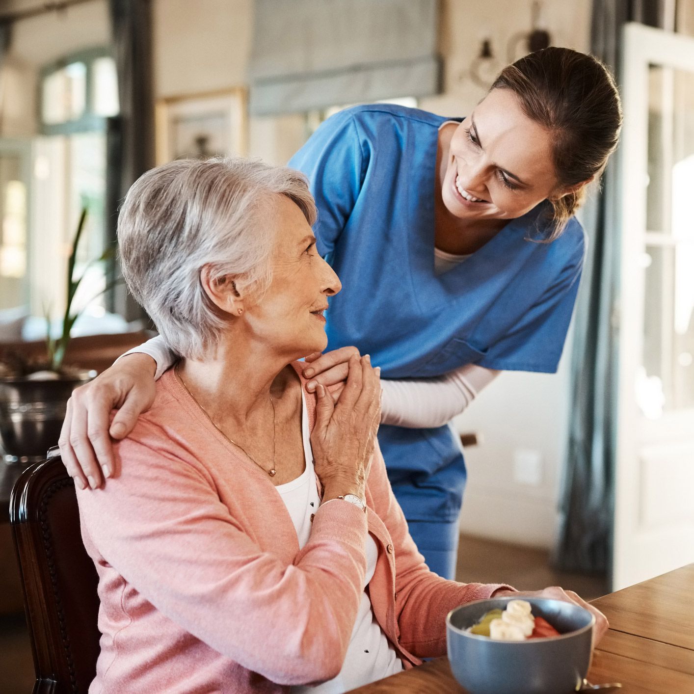 Happy Caregiver and Senior Woman — Hollywood, FL — Tradition Homecare Happy Caregiver and Senior Woman — Hollywood, FL — Tradition Homecare