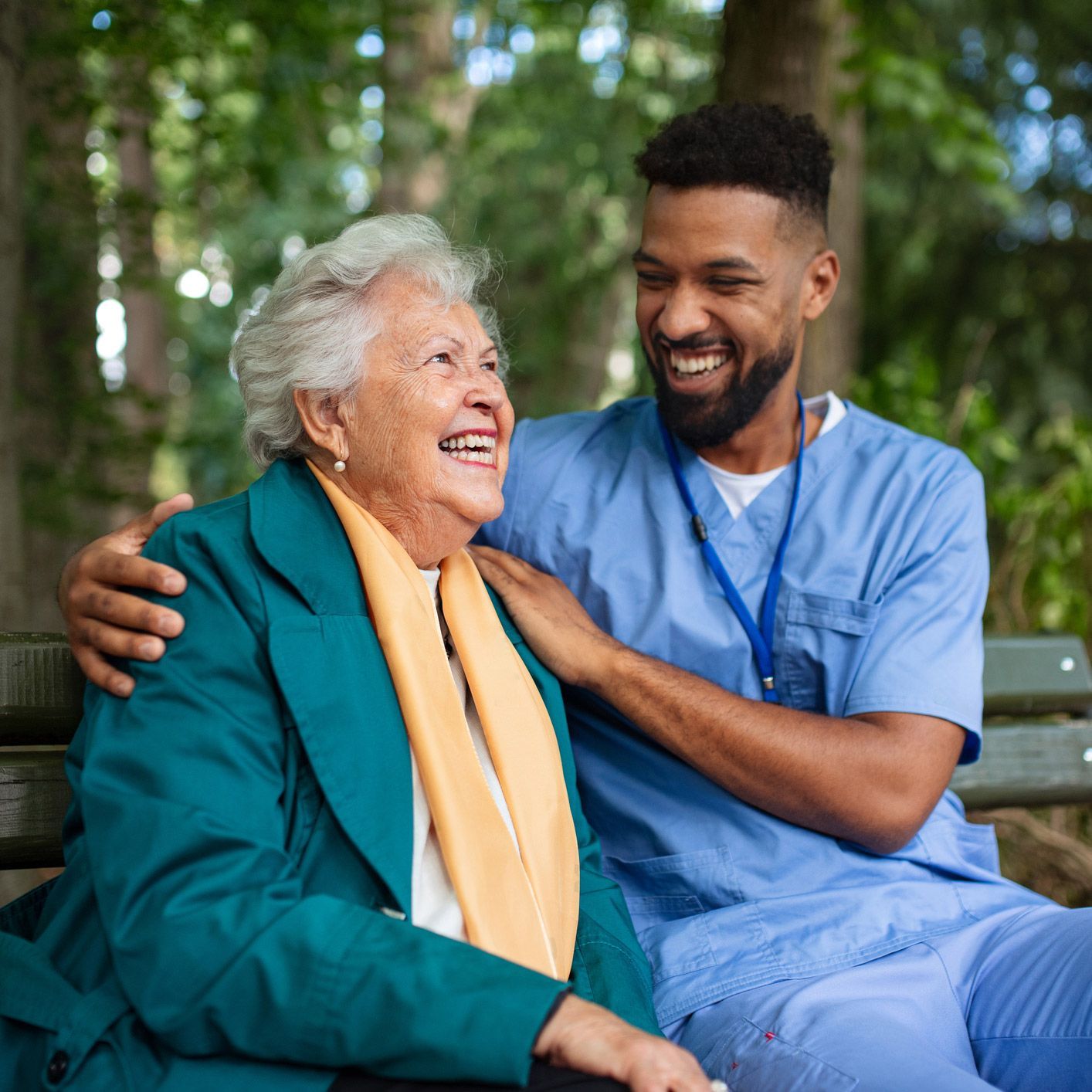 Happy Senior and Nurse — Hollywood, FL — Tradition Homecare Happy Senior and Nurse — Hollywood, FL — Tradition Homecare