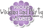 Purple flower badge reading “Proud Wedding and Party Network.com Member”
