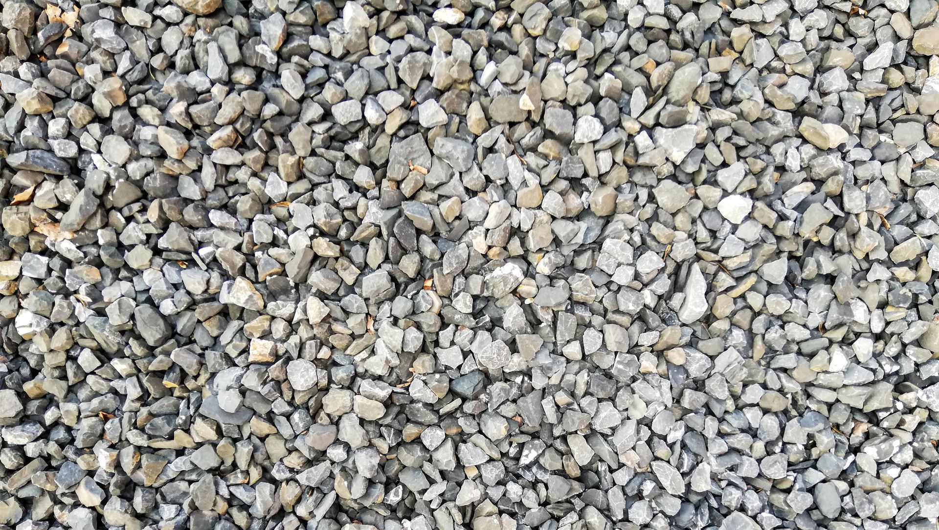 Close-up of small gray and beige gravel stones covering the ground.