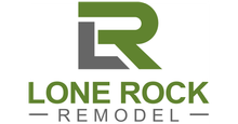 Logo for Lone Rock Remodel featuring a stylized gray "L" and green "R" above the company name in green and gray text.