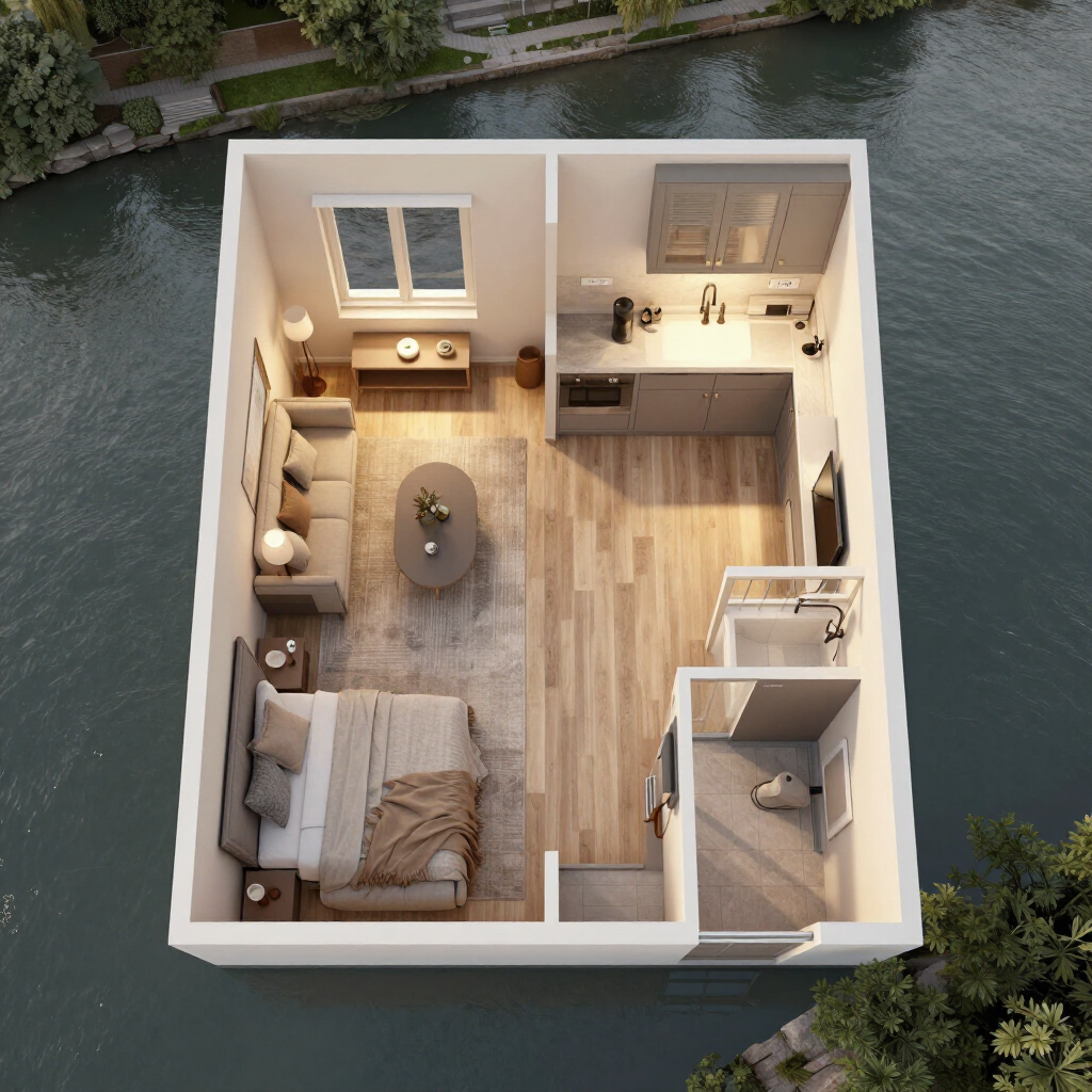 Riverview 1 Bedroom floorplan