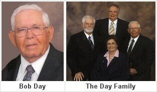 Bob Day in a portrait, and the Day Family in a group photo.