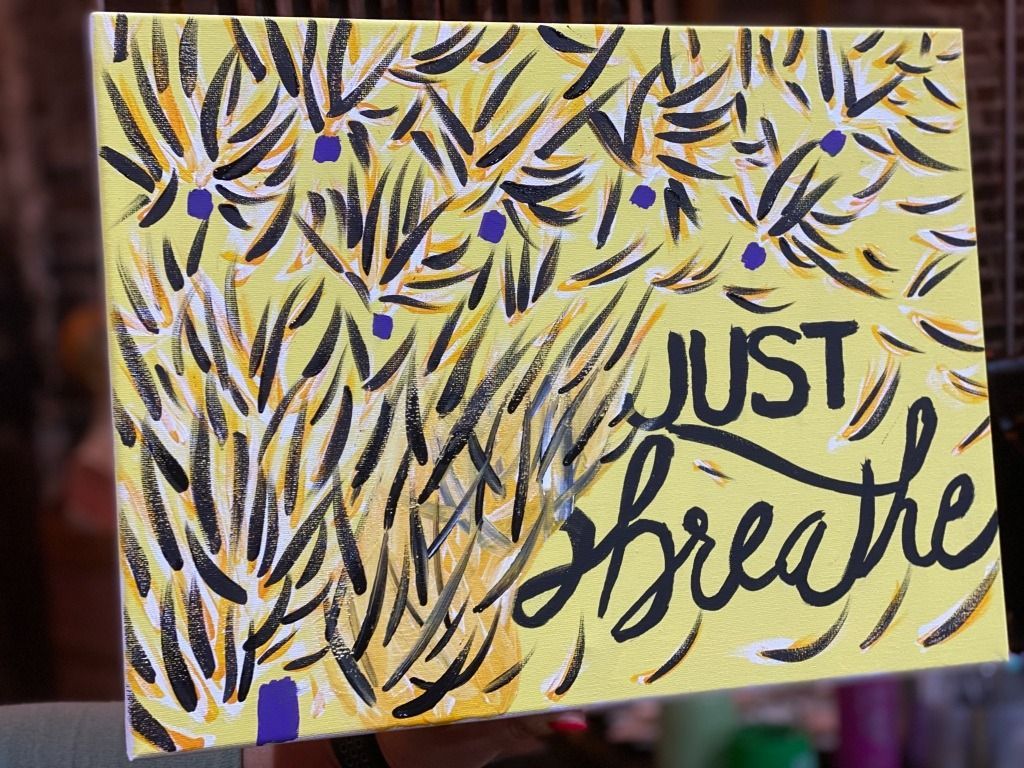Painting of yellow brushstrokes with 