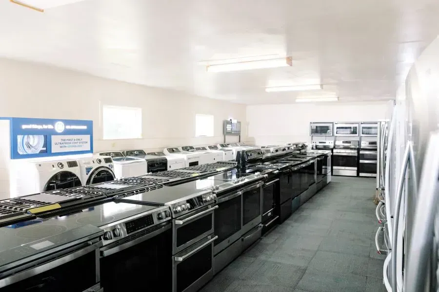 There are a lot of appliances in this room.