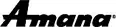 A black and white logo for a company called amana