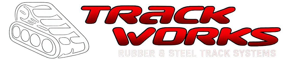 Track Works logo with red text and a gray racing track illustration on a white background