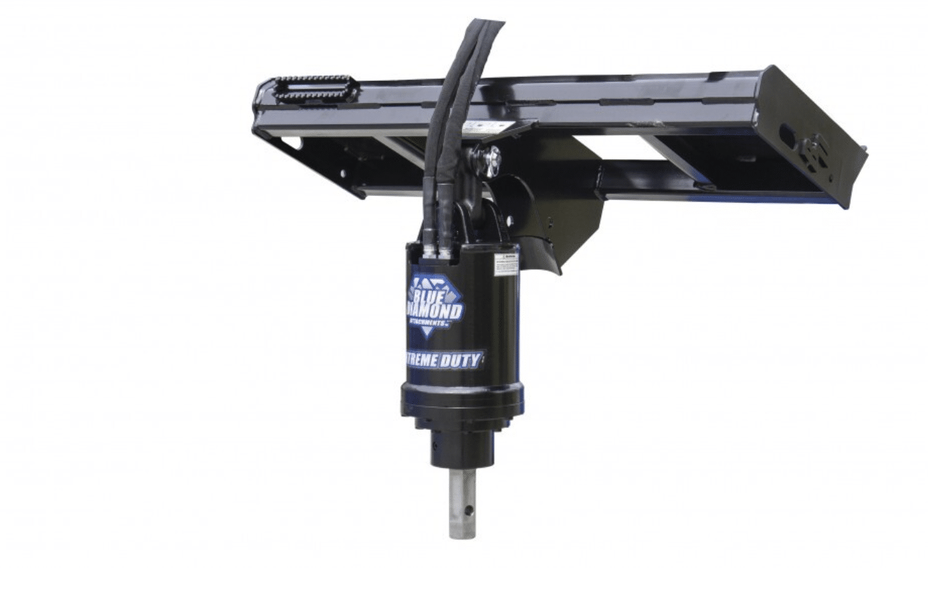 Black electric mounting tool with a long horizontal arm and central drill-like bit on a white background