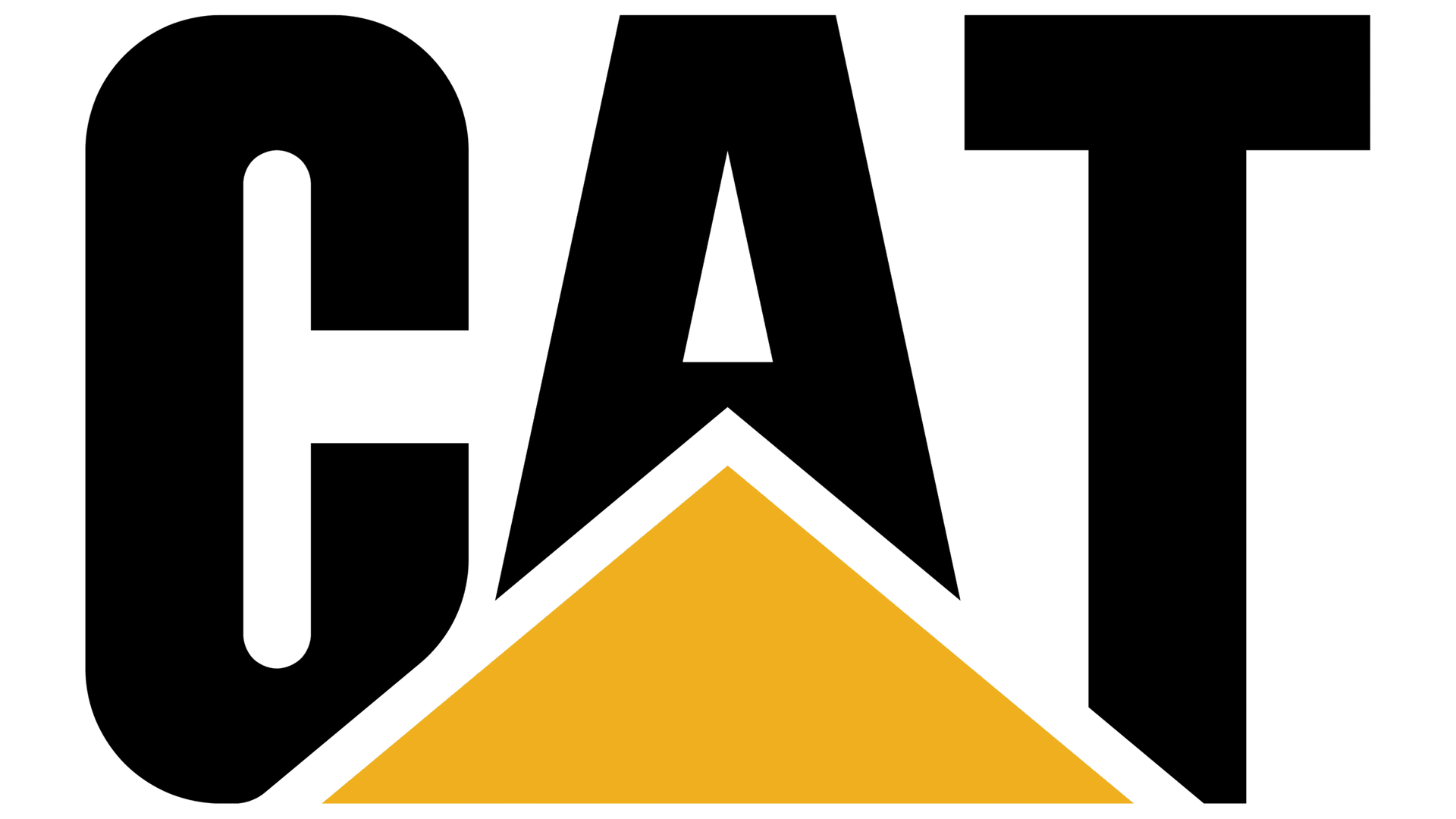 CAT logo with black letters and a yellow triangle beneath the A