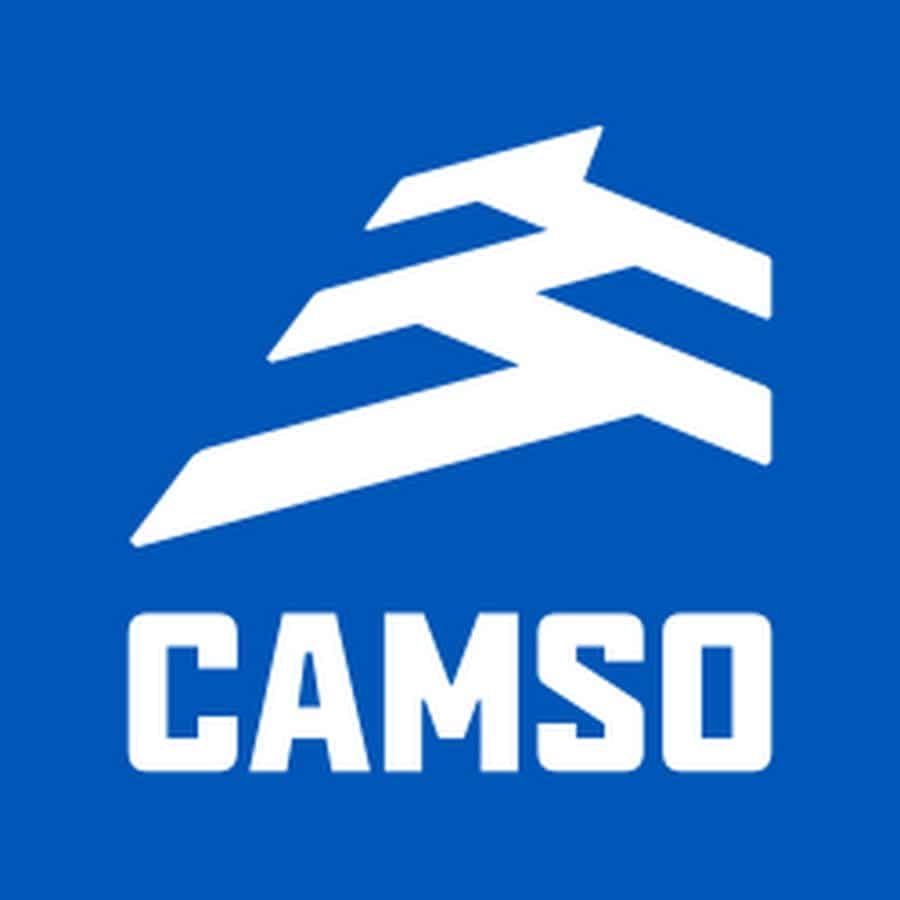 CAMSO logo in white on a blue background