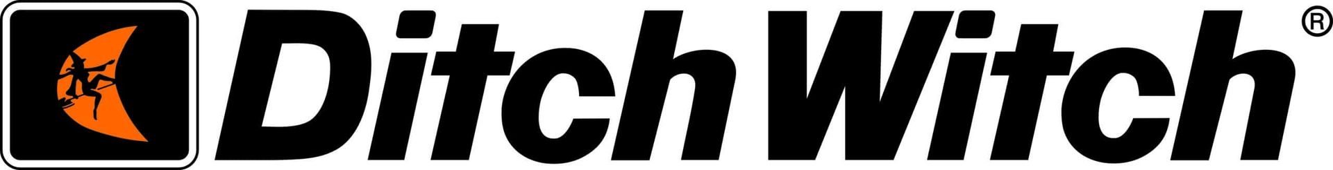 Ditch Witch logo with orange witch silhouette and black text
