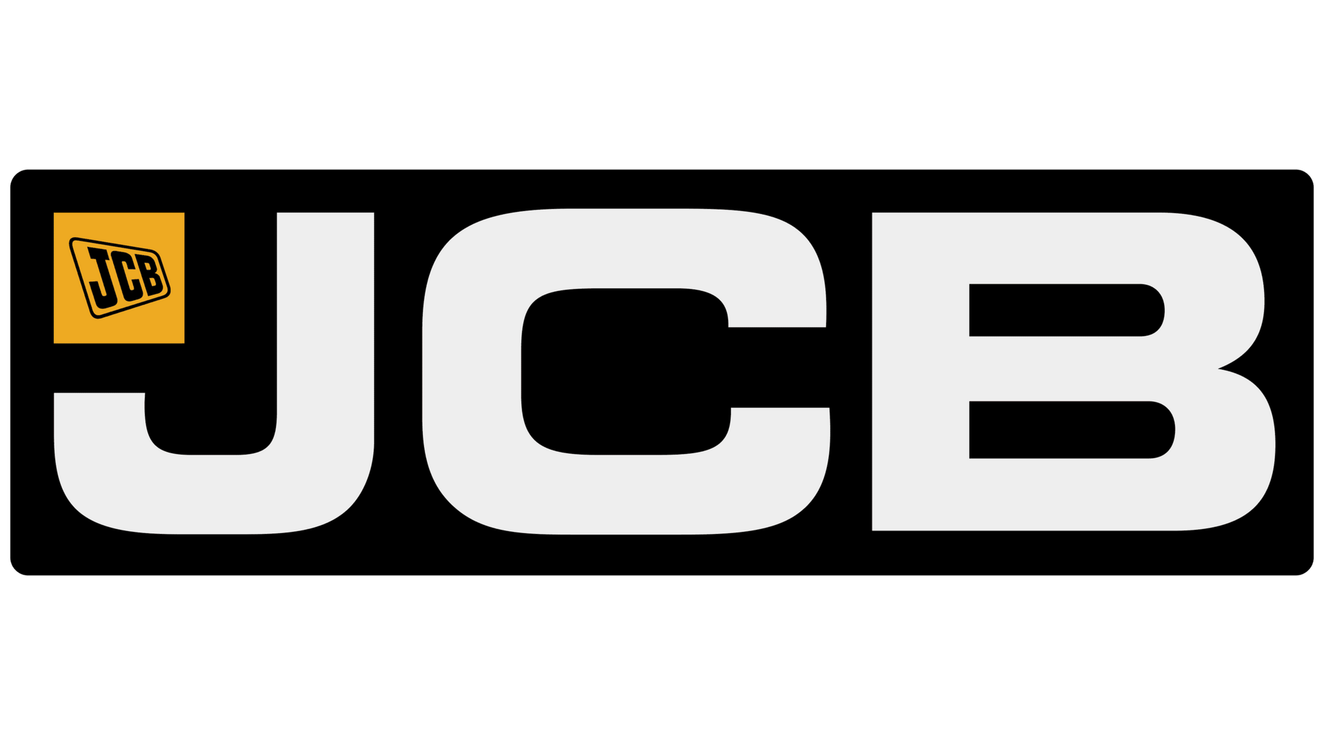 JCB logo in bold white letters on a black background