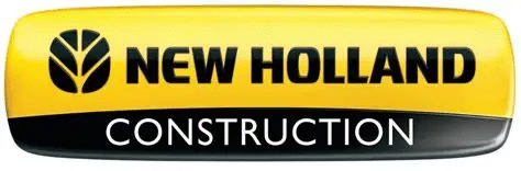 New Holland Construction logo in yellow, black, and white