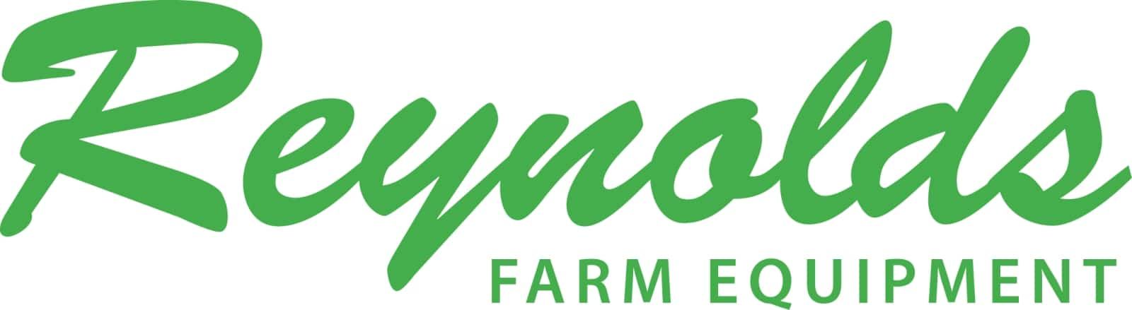 Reynolds Farm Equipment logo with green script text on a white background