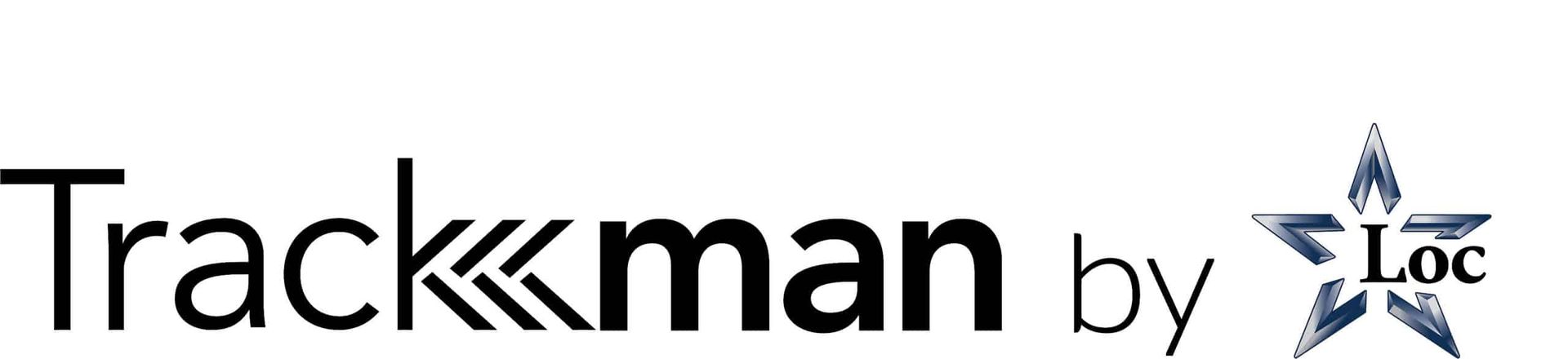 Trackman logo in black text with a checkered flag mark and small