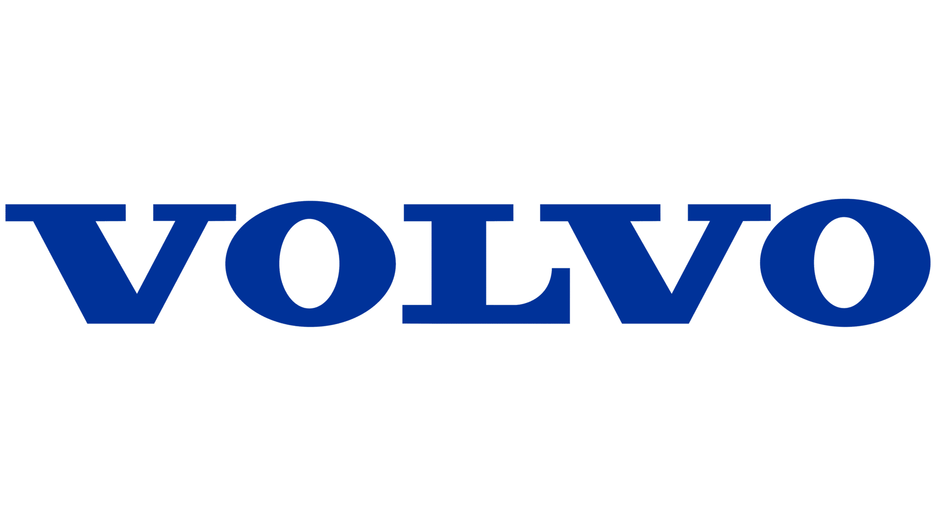 Blue Volvo wordmark logo on a white background